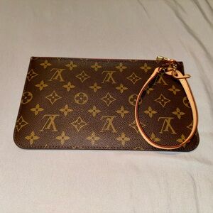 Louis Vuitton Neverfull Pochette Monogram Wristlet Pouch w/Strap SD2138